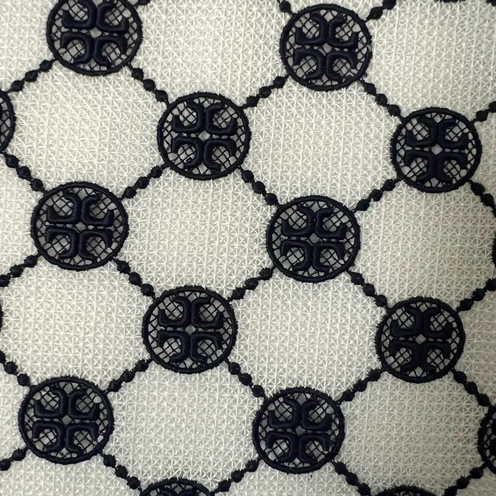 Tory Burch White and Black Geometric Short Sleeve Top